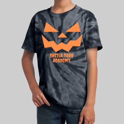 Youth Tie-Dye T-Shirt - Fall Holidays - Jack O' Lantern - Orange Thumbnail