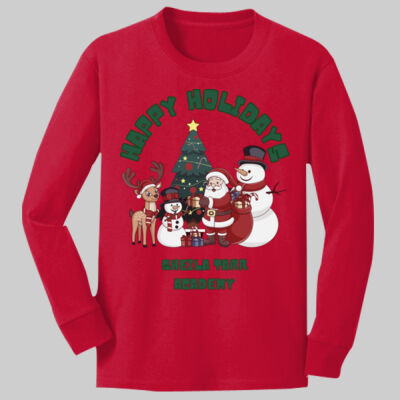 Youth Long Sleeve Shirt - Winter Holidays - Happy Holidays - Green Thumbnail